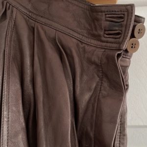 Brown Leather Full Midi Skirt